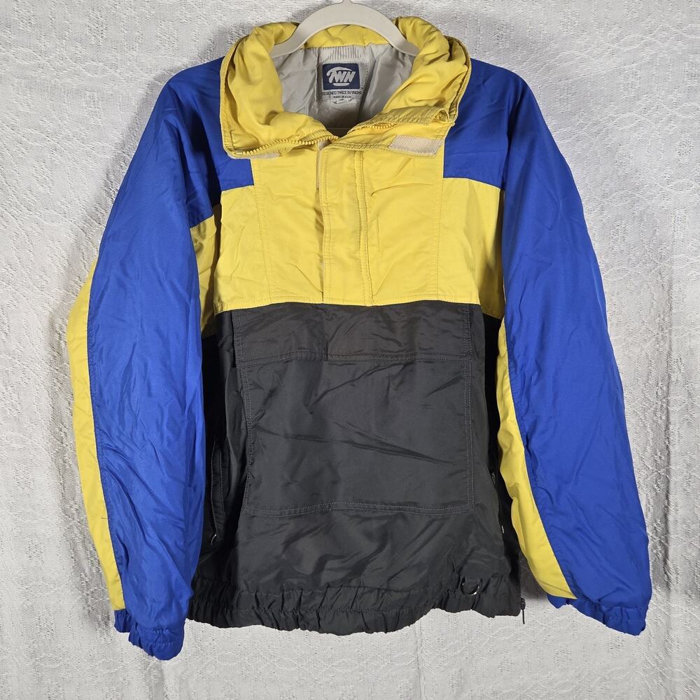 Vintage‎ TWN Yakima Ski Jacket Small Colorblock Blue Yellow Anorak USA Made